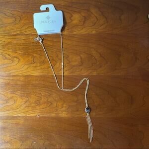 Panacea Gokd Toned Adjustable Pendant Genuine Stone Necklace NWT‎